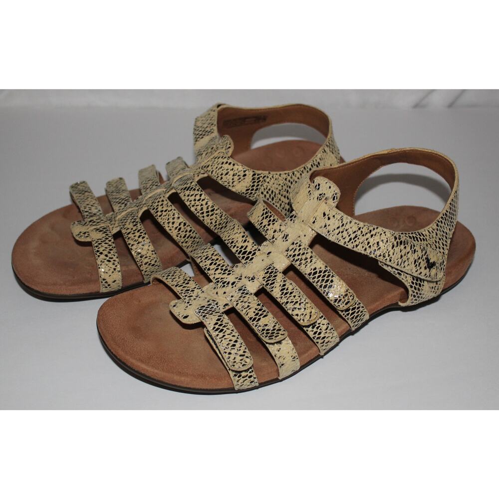Vionic Harissa Snake Wheat Leather Strappy Sandals, Women's Size 11